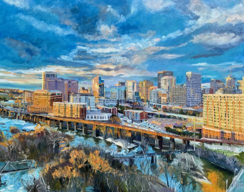 Painting of Richmond Va skyline James River