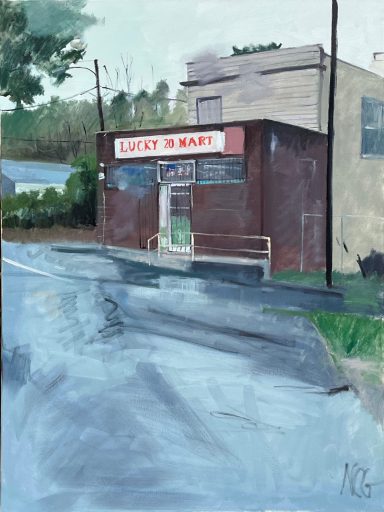 Painting of Lucky 2o Mart convenience store in Northside, Richmond VA