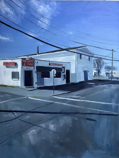 Painting of an inner city convenience store